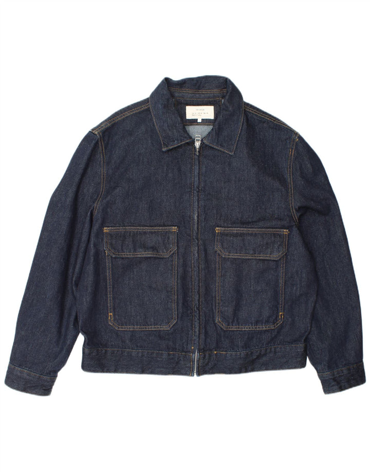 Giacca in denim da uomo Zara UK 42 XL poliestere blu navy
