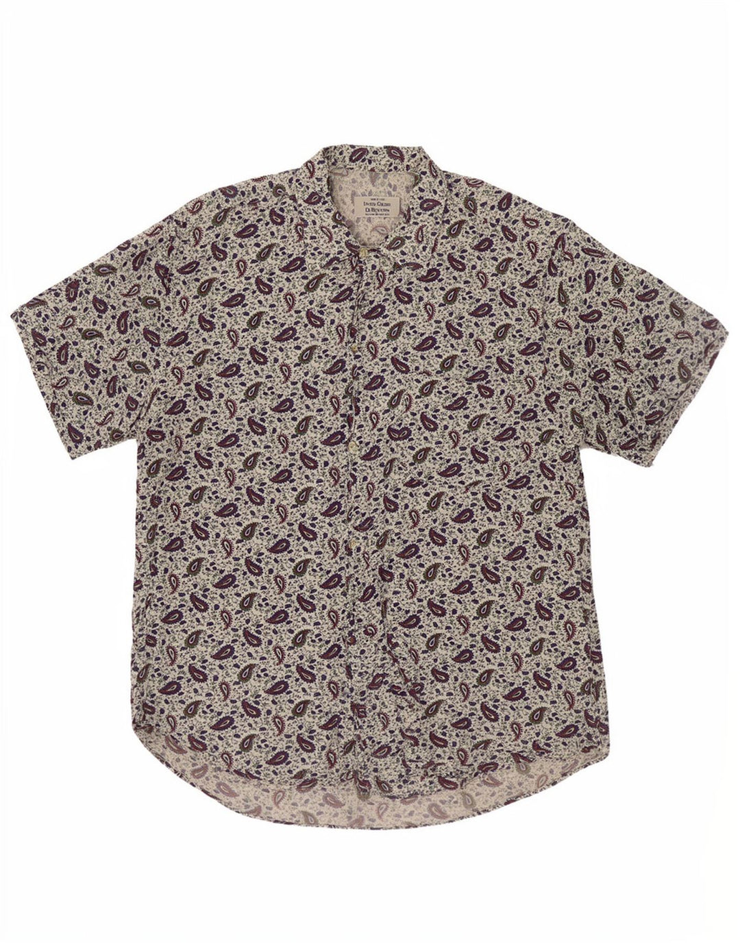 Camicia Benetton Uomo Manica Corta Small Bianca Paisley Viscosa