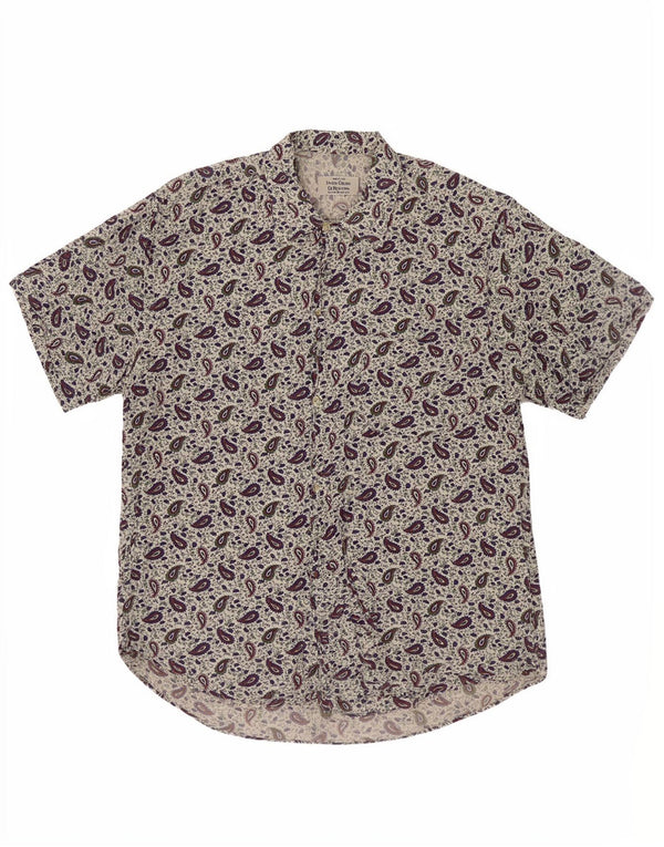 Camicia Benetton Uomo Manica Corta Small Bianca Paisley Viscosa
