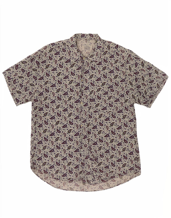 Camicia Benetton Uomo Manica Corta Small Bianca Paisley Viscosa