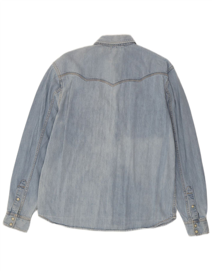 Camicia di jeans casual da uomo WRANGLER piccola in cotone blu