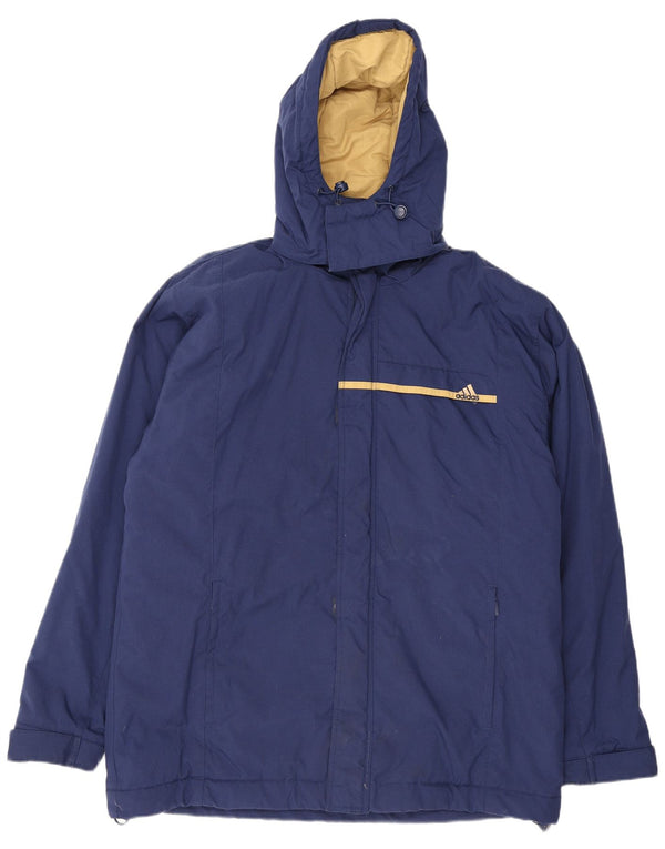 Adidas Mens Hooded Windbreaker Jacket UK 42/44 Large Navy Blue Polyamide