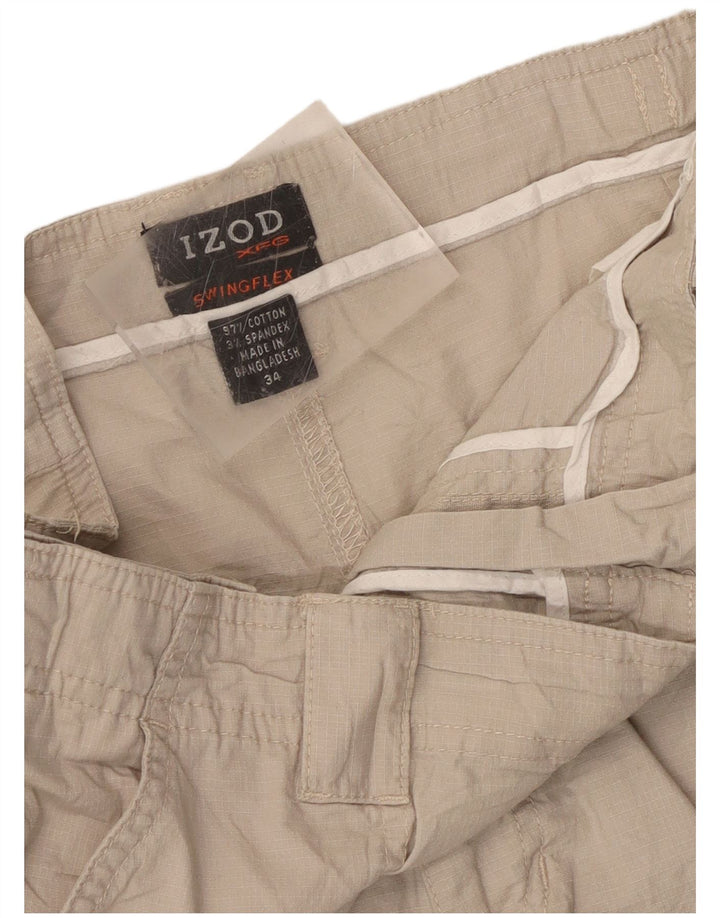 Pantaloncini cargo da uomo Izod W34 Large in cotone beige