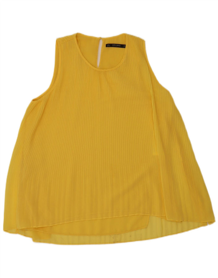 Camicetta senza maniche da donna Zara UK 16 Large Giallo Poliestere