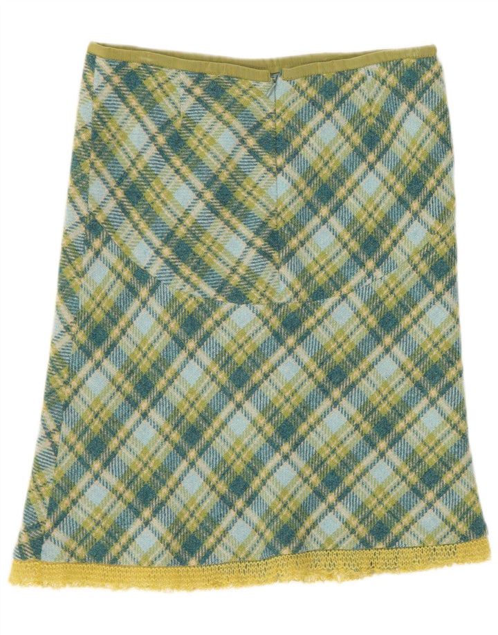 Gonna a trapezio da donna Stefanel IT 40 piccola W28 a quadri verdi