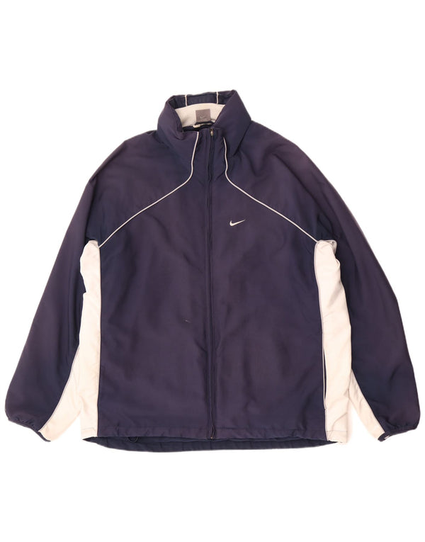 Nike Mens Hooded Rain Jacket UK 45/47 XL Navy Blue Colourblock