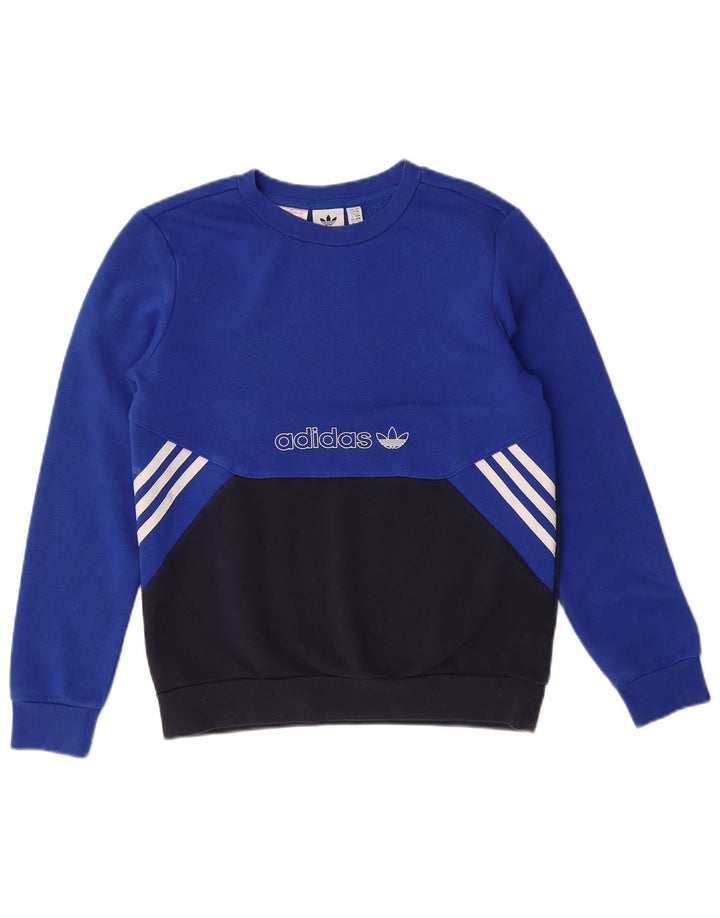 ADIDAS Boys Graphic Sweatshirt Jumper 11-12 Years Blue Cotton