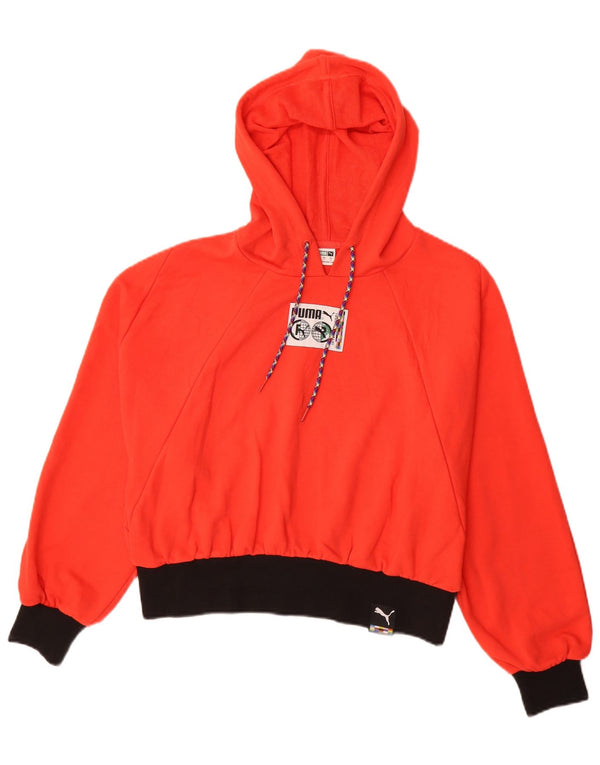 Felpa con cappuccio oversize grafica da donna Puma UK 10 Small Red Colourblock