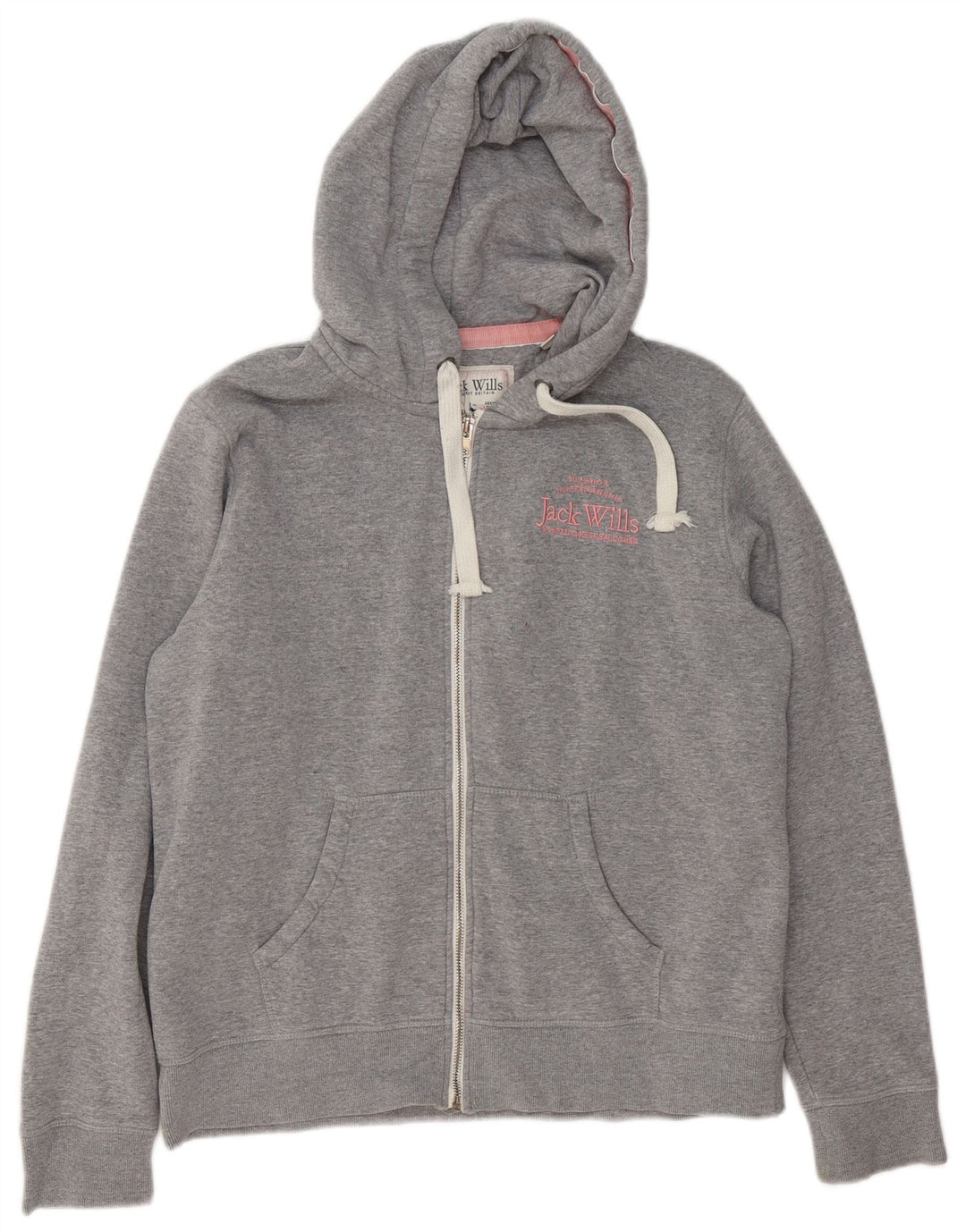 Maglione con cappuccio e zip oversize con grafica da donna Jack Wills UK 16 grande grigio