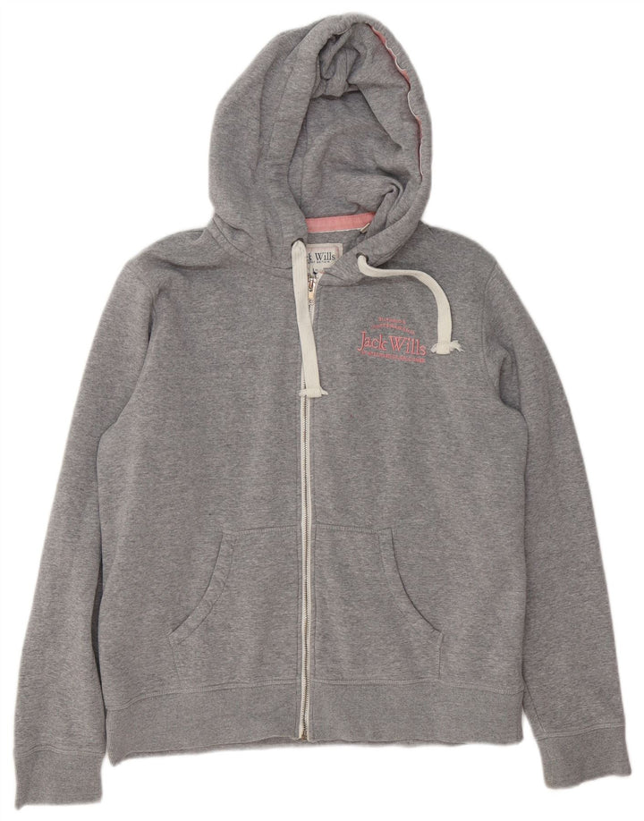 Maglione con cappuccio e zip oversize con grafica da donna Jack Wills UK 16 grande grigio