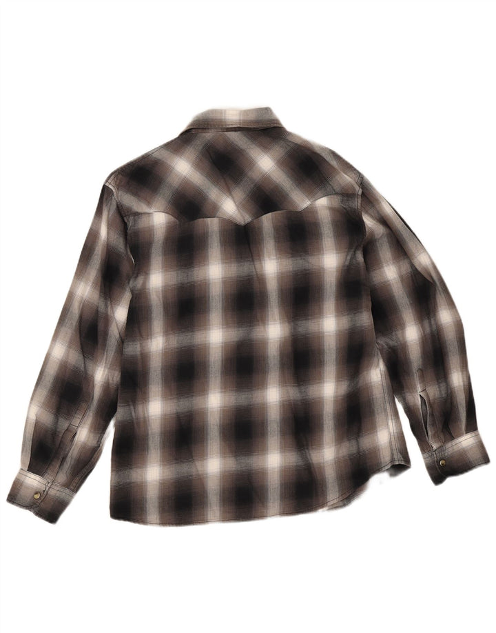 Camicia slim da uomo Wrangler grande cotone scozzese nero