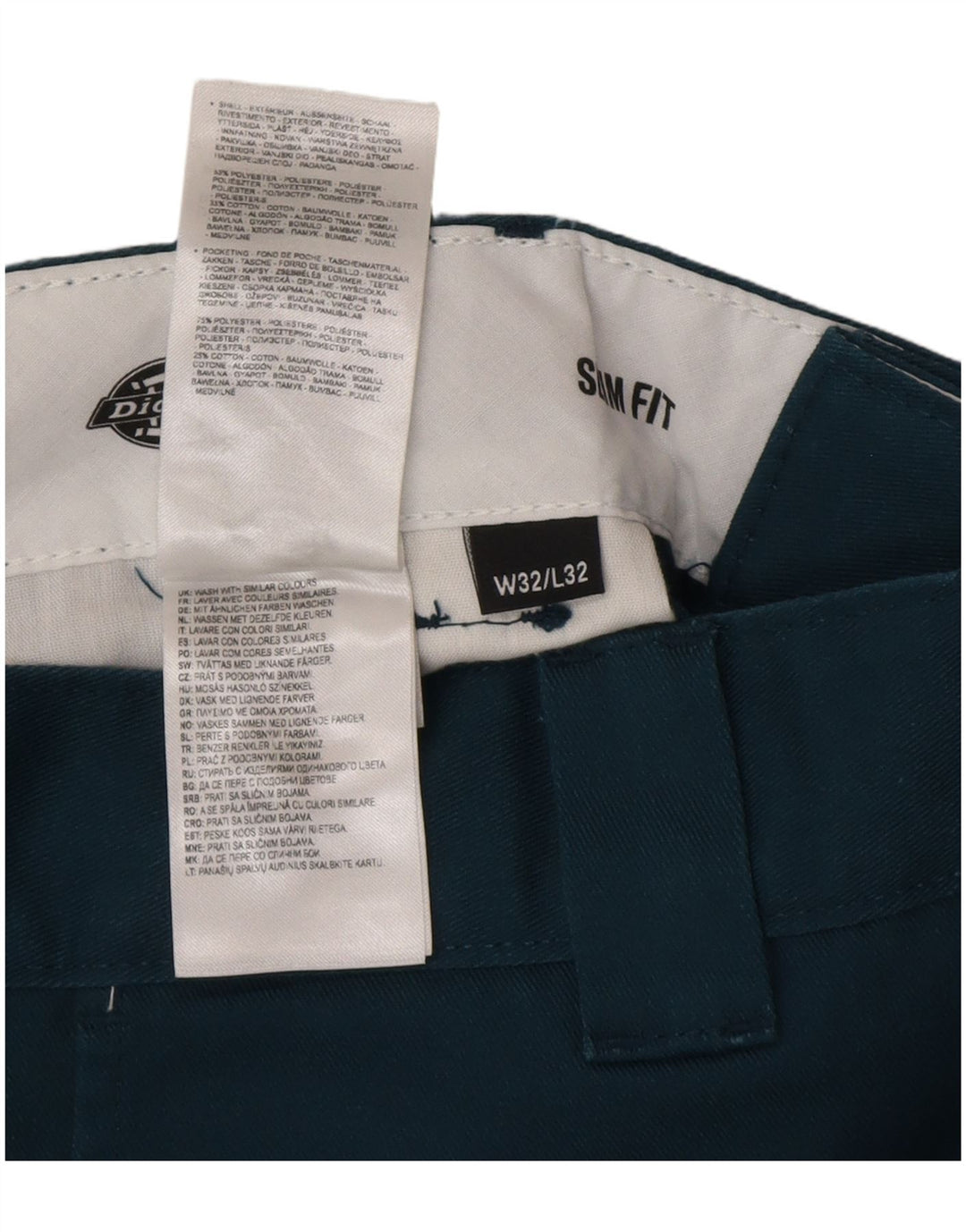 Pantaloni chino slim fit da uomo Dickies W32 L32 poliestere blu