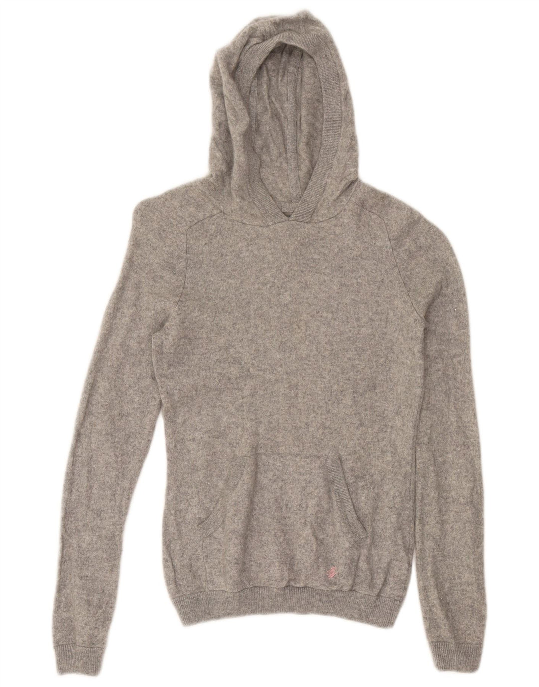 JACK WILLS Maglione corto con cappuccio da donna UK 12 Cashmere grigio medio