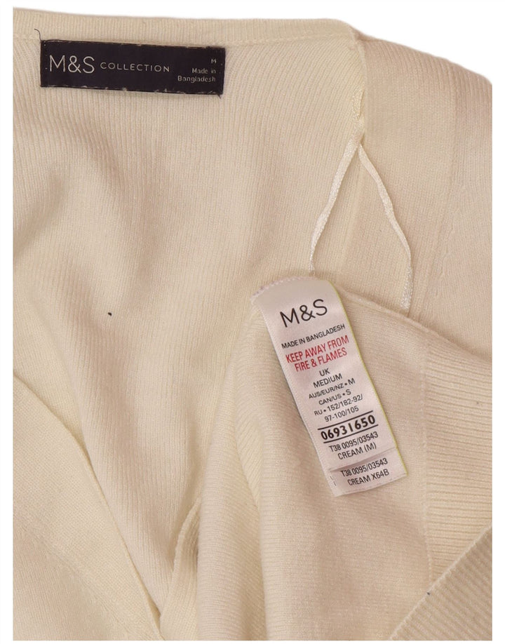 Maglione cardigan da donna Marks & Spencer UK 14 Viscosa bianco sporco medio