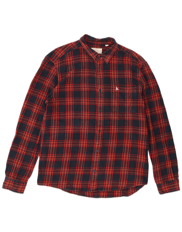 Jack Wills Mens Slim Fit Flannel Shirt XL Red Check Cotton