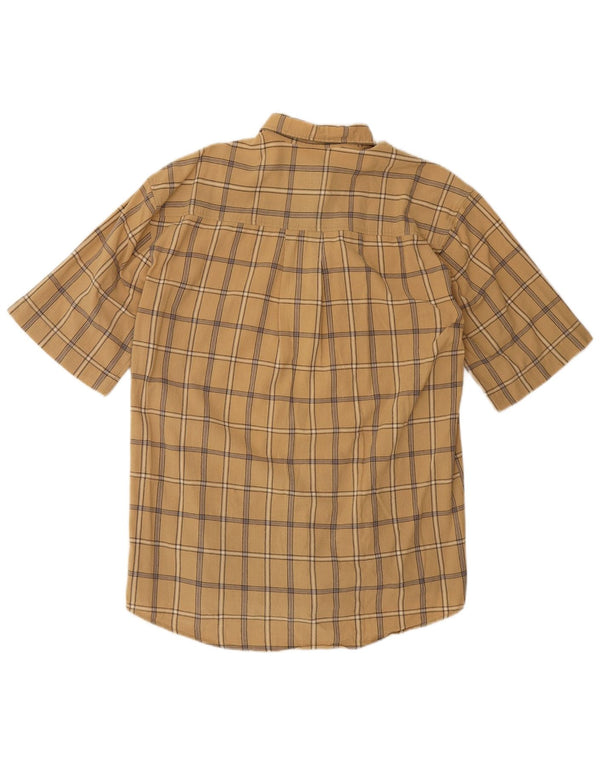 CAMEL Camicia a maniche corte da uomo a quadri beige piccolo