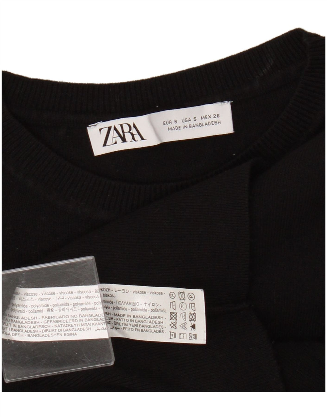Top corto da donna Zara a maniche lunghe UK 8 piccolo in viscosa nera