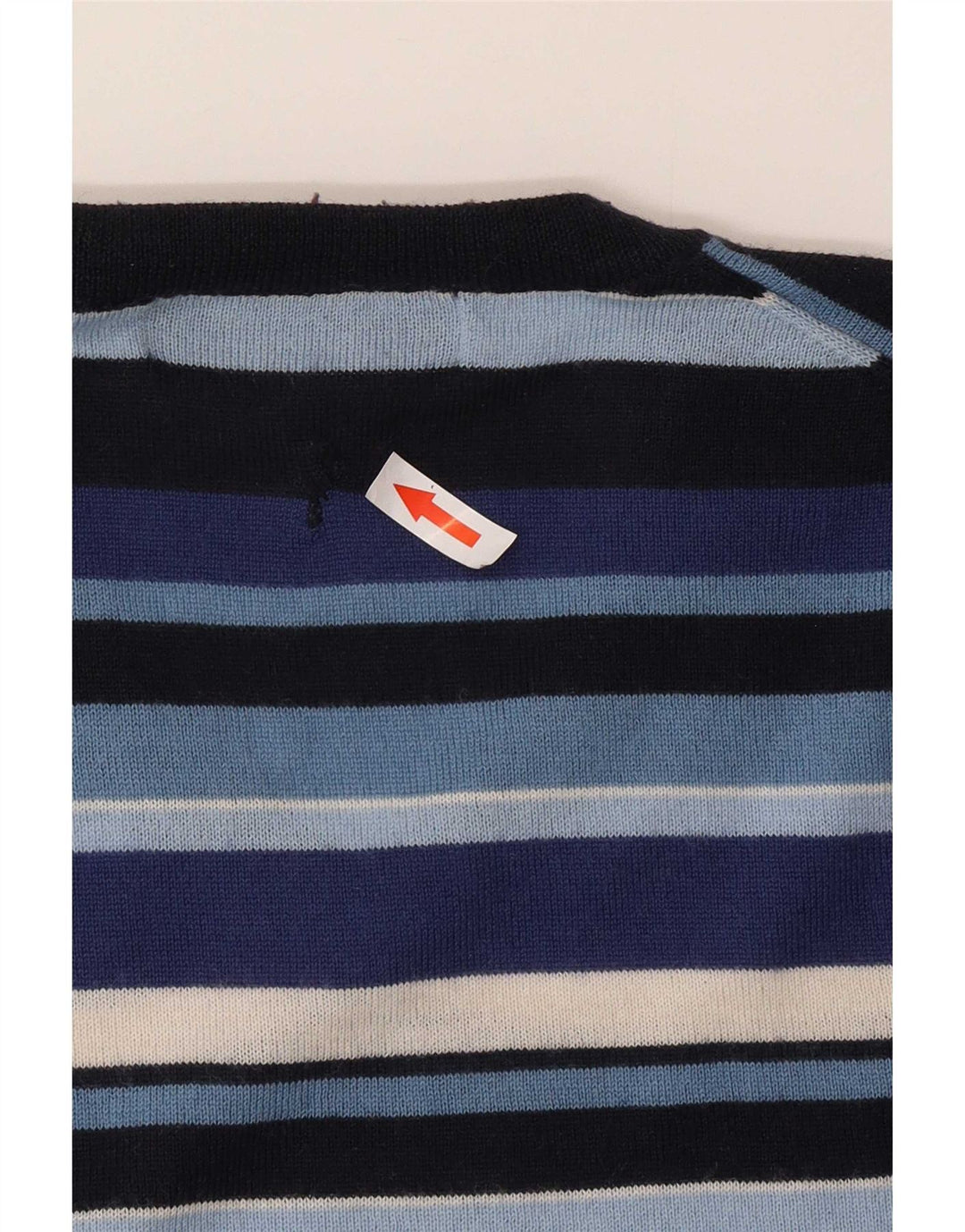 Maglione da uomo con scollo a V Rifle in lana media a righe blu navy