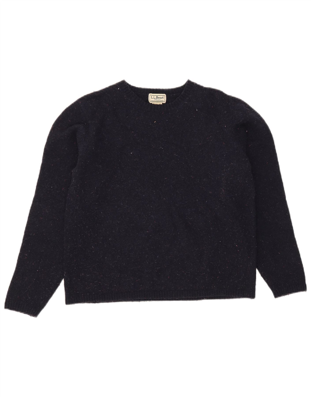 Maglione maglione con scollo a barca da donna L.L.Bean UK 12 Lana medio blu navy