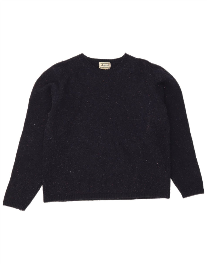 Maglione maglione con scollo a barca da donna L.L.Bean UK 12 Lana medio blu navy