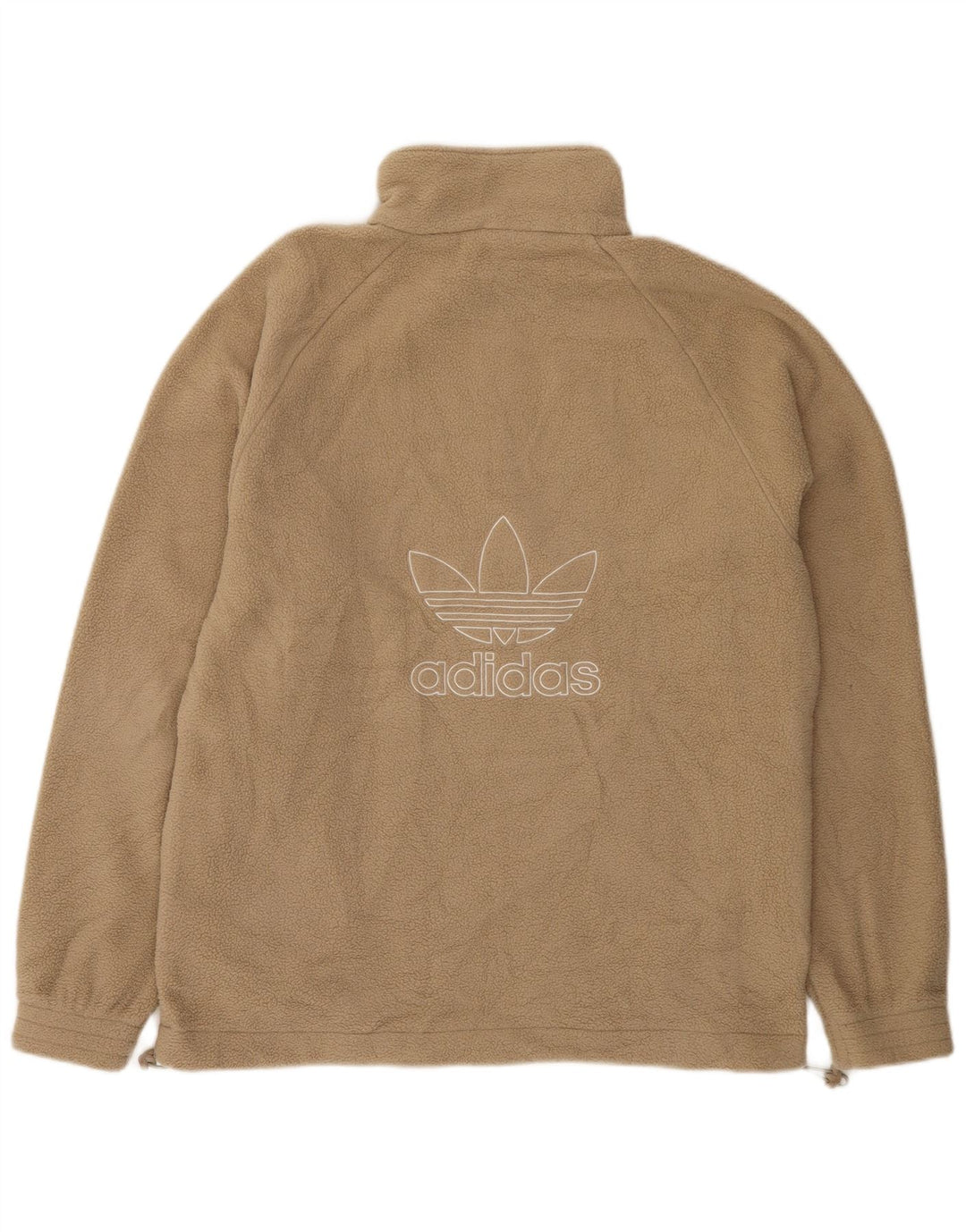 Maglione in pile Adidas da uomo con zip grafica e poliestere beige medio