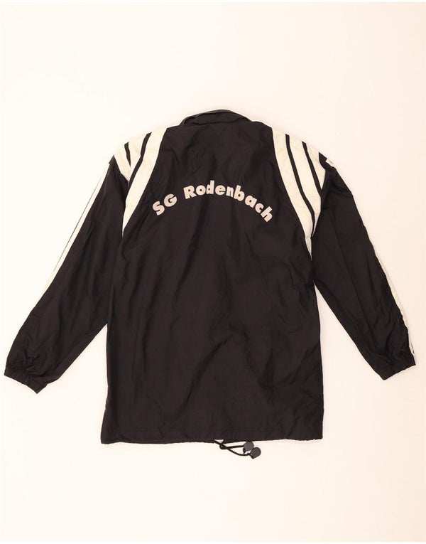 Giacca antipioggia Adidas da bambino con cappuccio grafico 15-16 anni in nylon color block nero