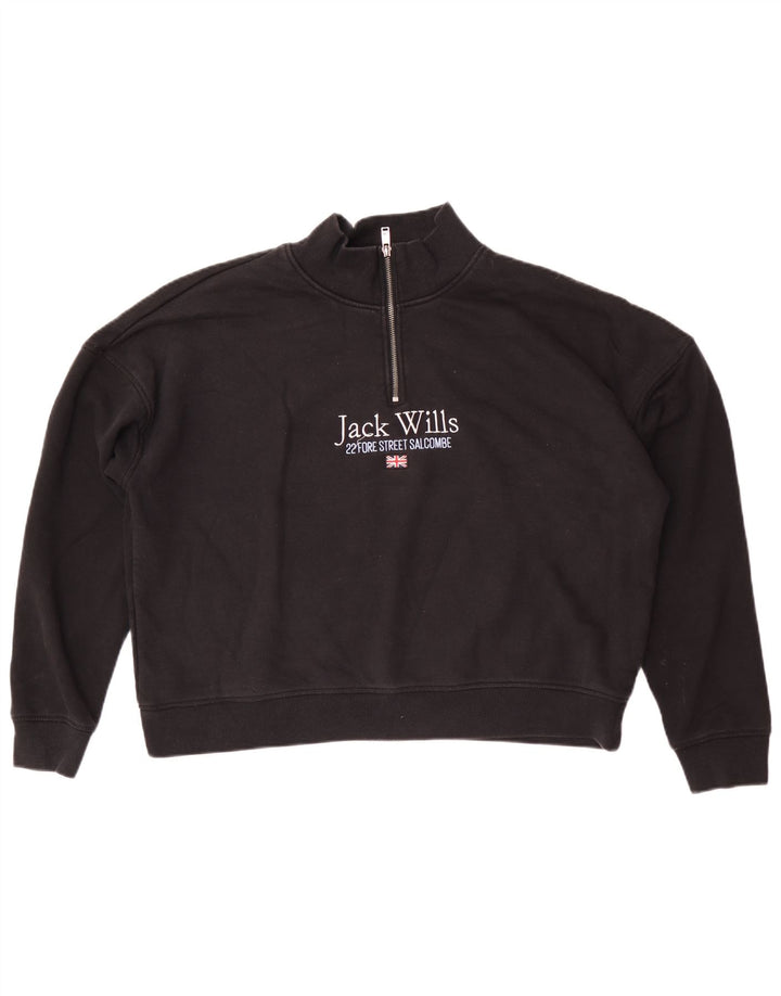 Felpa grafica oversize da donna Jack Wills UK 16 grande nera