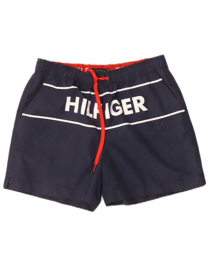 Pantaloncini da bagno grafici da uomo Tommy Hilfiger medio poliestere blu navy