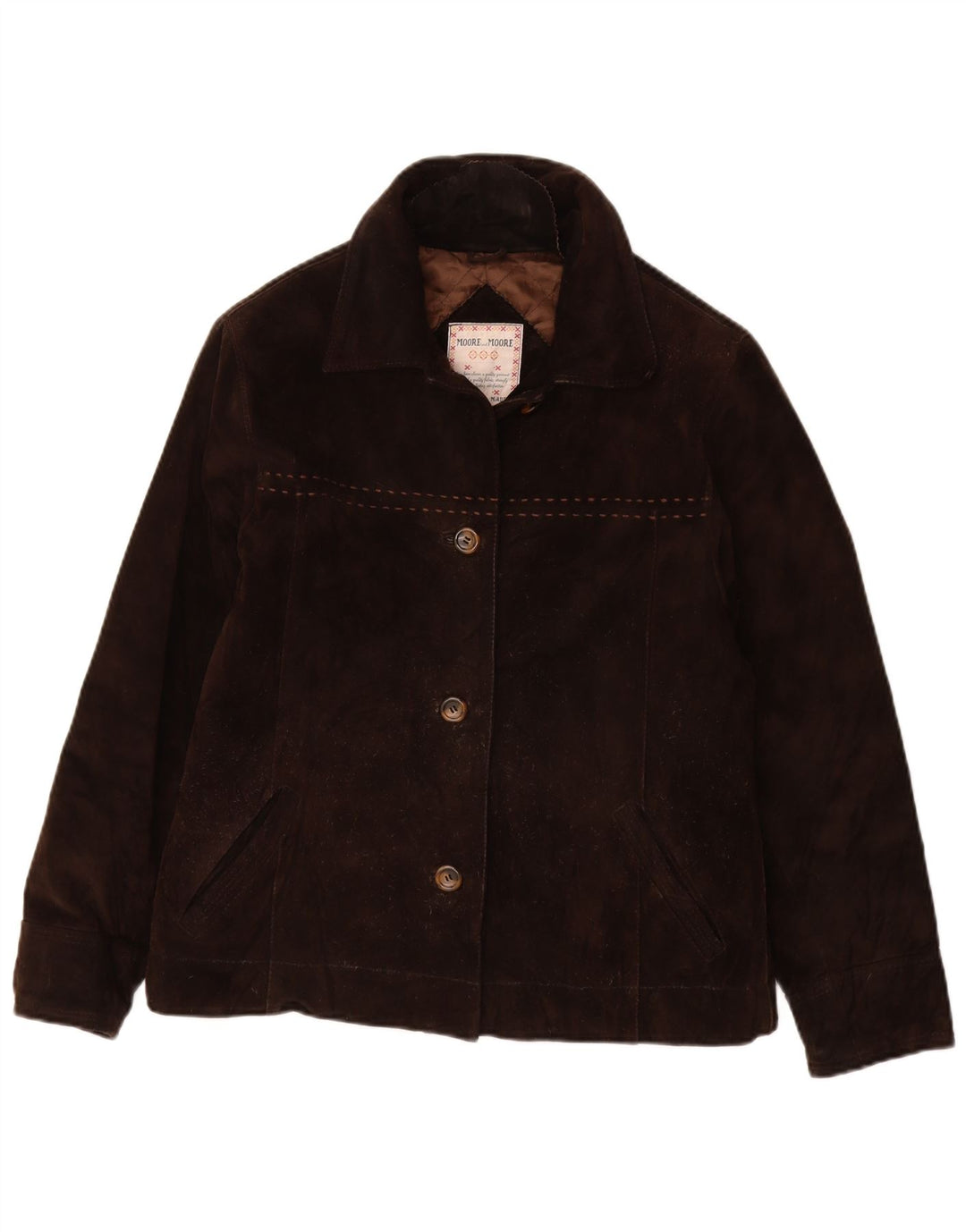 Giacca da donna in pelle scamosciata VINTAGE IT 42 in pelle marrone medio