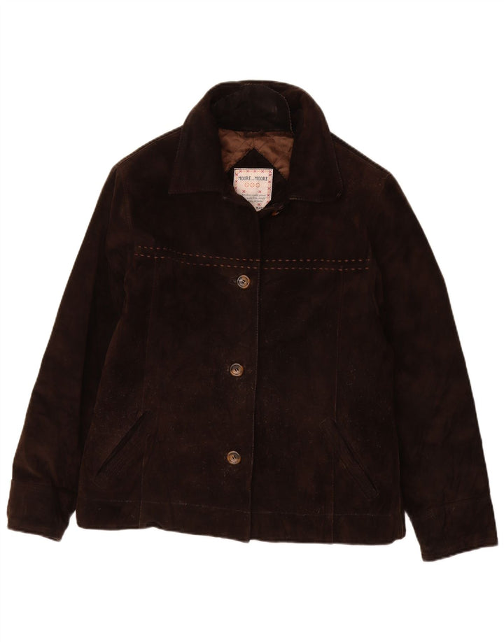 Giacca da donna in pelle scamosciata VINTAGE IT 42 in pelle marrone medio