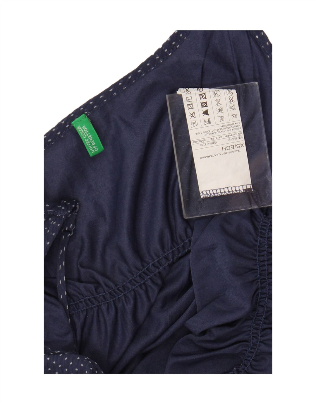BENETTON Camicetta senza maniche da donna UK 6 XS Poliestere maculato blu navy