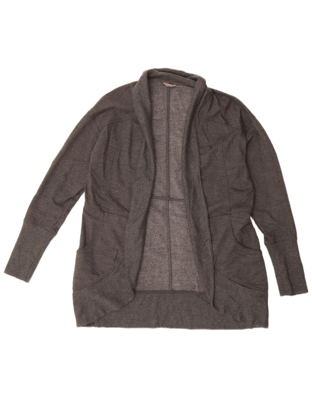 Maglione cardigan aperto oversize da donna Eddie Bauer UK 10 piccolo cotone grigio
