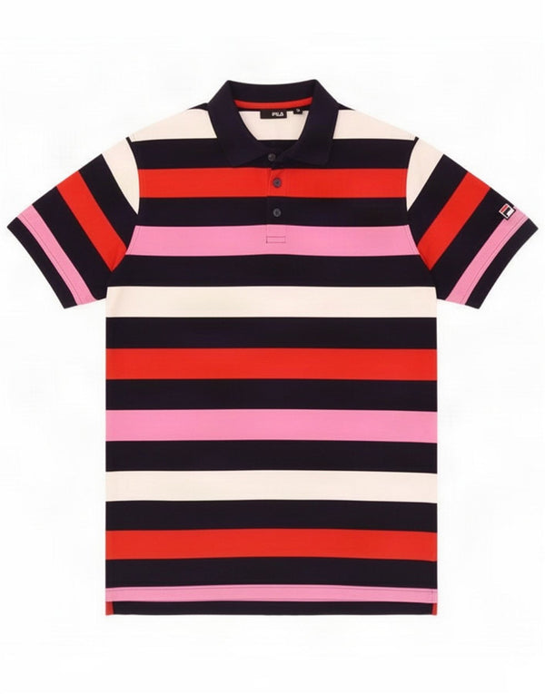 Polo da uomo Fila Medium in cotone a righe multicolore
