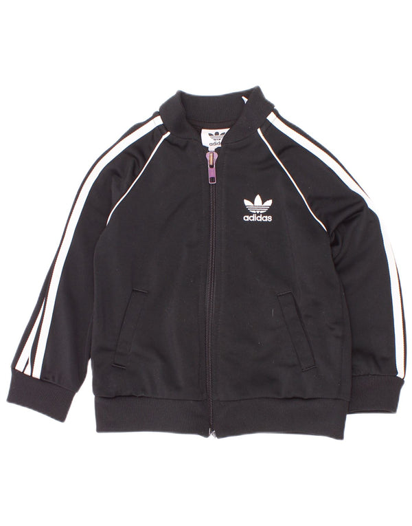 Giacca da tuta da bambino Adidas da bambino 9-12 mesi in poliestere nero