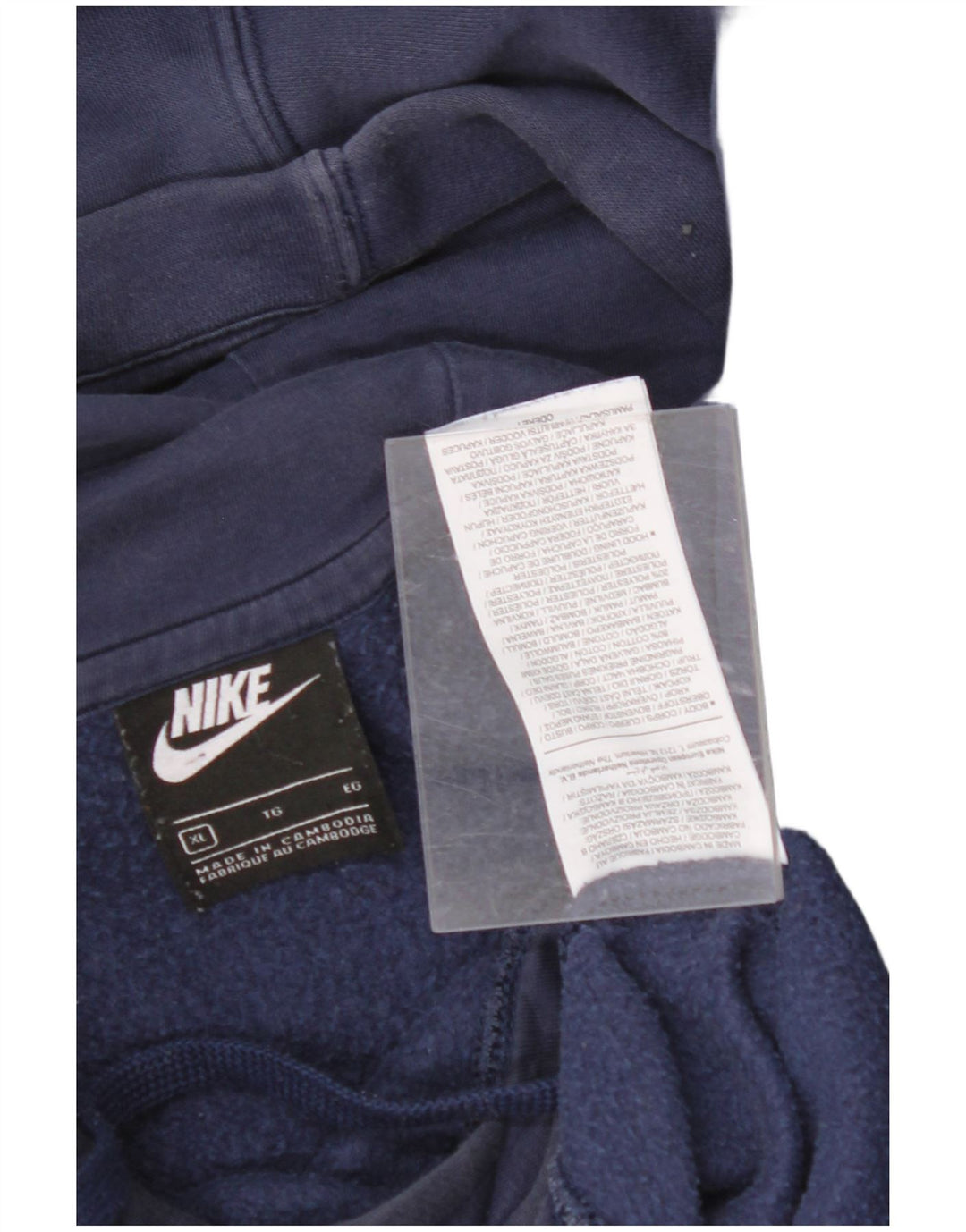 NIKE Mens Hoodie Jumper XL Navy Blue Cotton