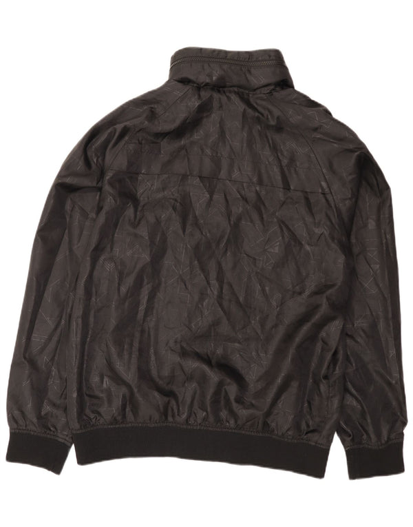 Bomber con cappuccio grafico da uomo vintage UK 42 XL Nero geometrico