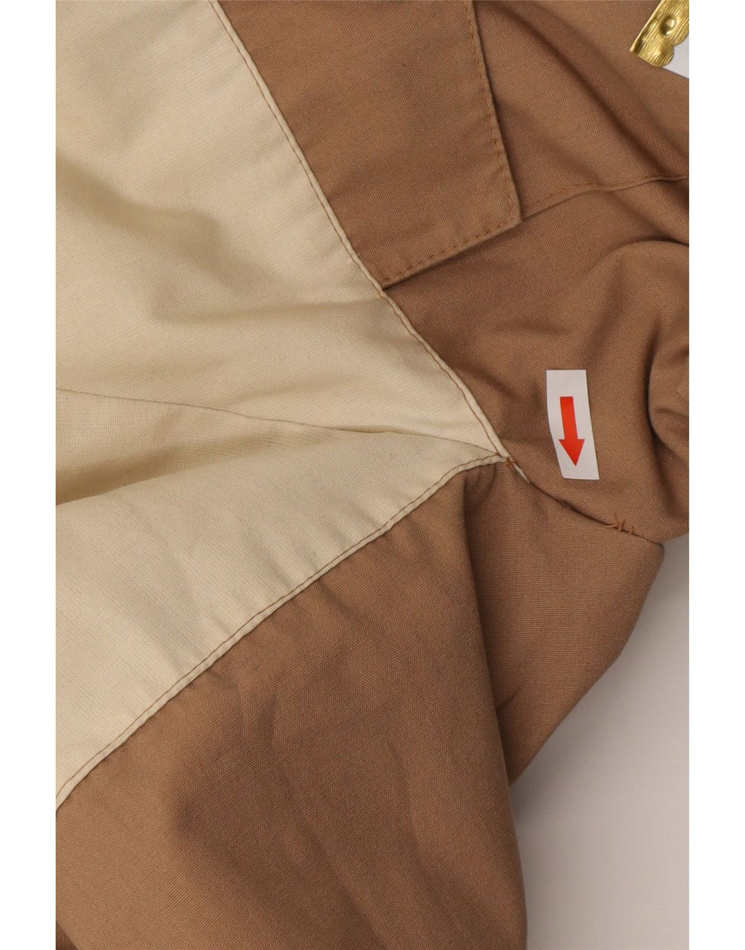 Giacca a vento vintage da uomo con cappuccio IT 46 Small Beige Colourblock