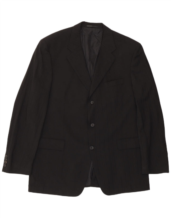 Giacca blazer da uomo a 3 bottoni Hugo Boss EU 56 3XL lana a righe nere