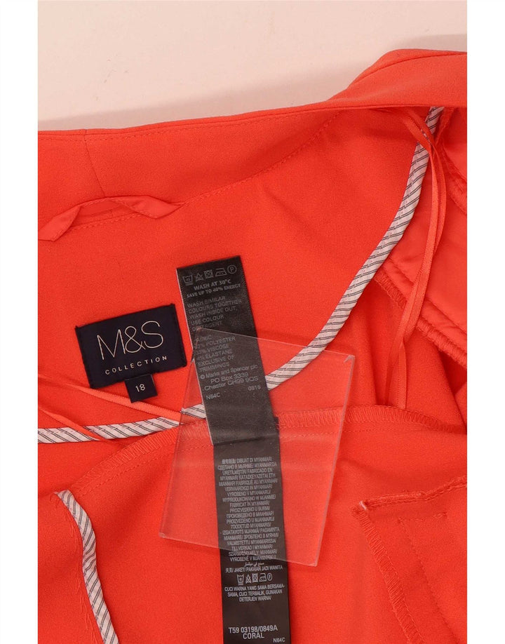 Giacca Open Blazer da donna Marks & Spencer UK 18 XL poliestere arancione