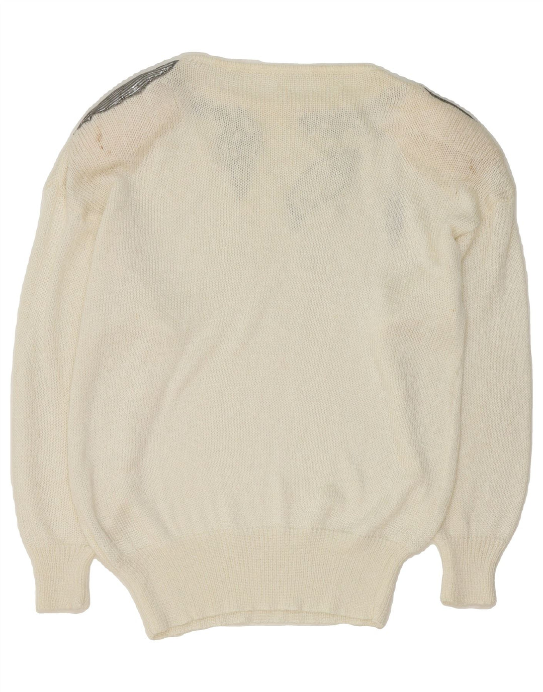 VINTAGE Womens Boat Neck Jumper Sweater EU 38 Medium White Vintage Vintage and Second-Hand Vintage from Messina Hembry 