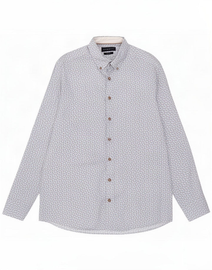 Bugatti Camicia da uomo Easy Care taglia 41/42 Large Blu geometrico
