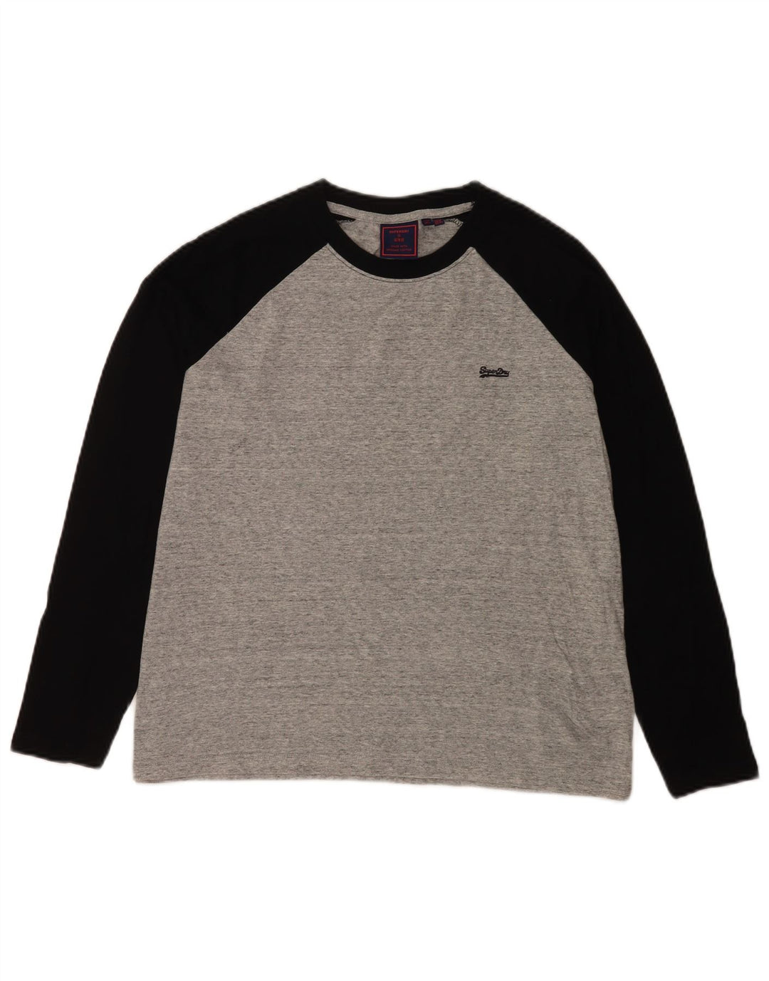 Top da donna a maniche lunghe Superdry UK 12 in cotone color block grigio medio