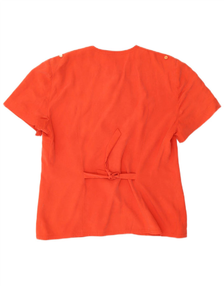 Camicetta vintage da donna a maniche corte UK 14 arancione medio