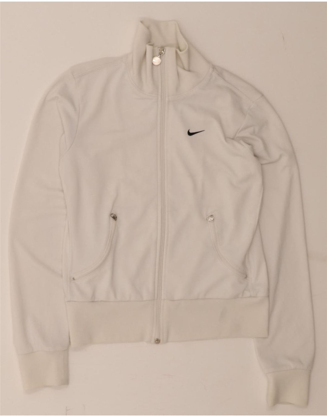 NIKE Womens Crop Tracksuit Top Jacket UK 8/10 Small White Vintage Nike and Second-Hand Nike from Messina Hembry 