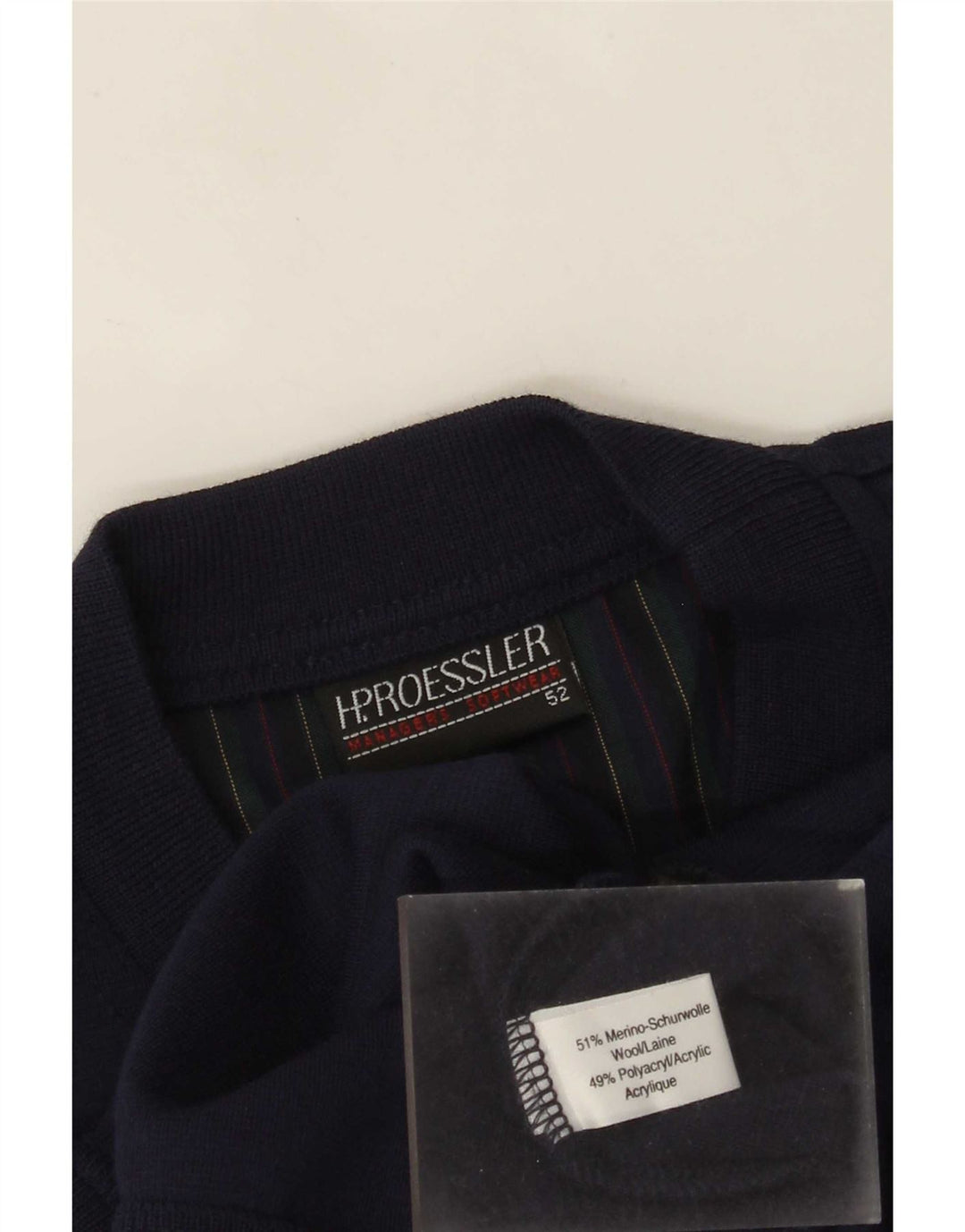Maglione maglione girocollo da uomo vintage EU 52 grande poliacrilico blu navy