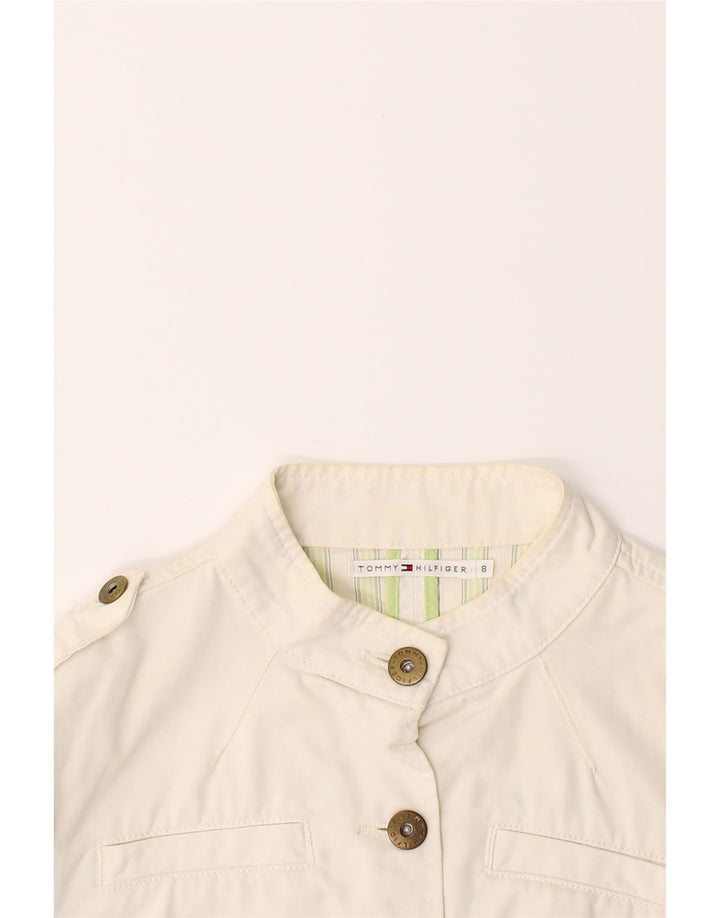 TOMMY HILFIGER Womens Crop Military Jacket US 8 Medium White Cotton Vintage Tommy Hilfiger and Second-Hand Tommy Hilfiger from Messina Hembry 