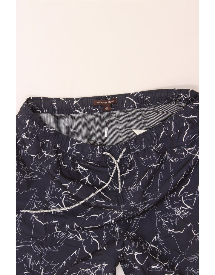 MICHAEL KORS Mens Abstract Pattern Swimming Shorts XL  Navy Blue Polyester Vintage Michael Kors and Second-Hand Michael Kors from Messina Hembry 