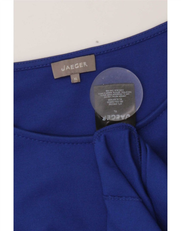 Top da donna Jaeger manica 3/4 UK 18 XL viscosa blu