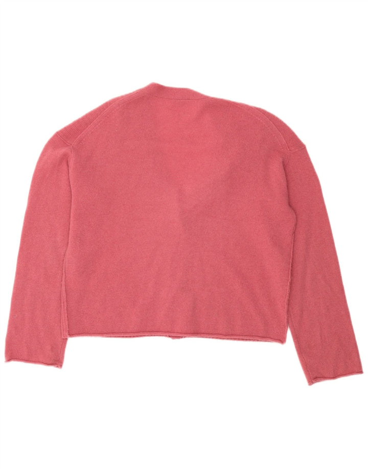 Maglione cardigan da donna Jigsaw UK 14 Lana rosa medio