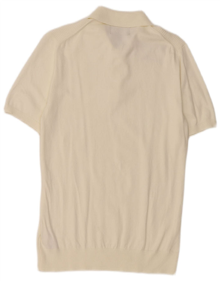 Maglione da uomo Marks & Spencer a maniche corte con collo a polo piccolo bianco sporco
